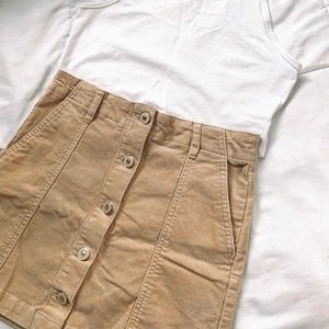 Tan Corduroy Button up Skirt